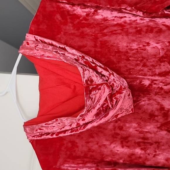 Fabletics Strawberry Red Crushed Velour Zip Up Hoodie - Picture 5 of 5